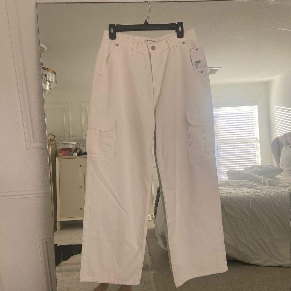 The Frankie shop Kai cargo denim jeans in white